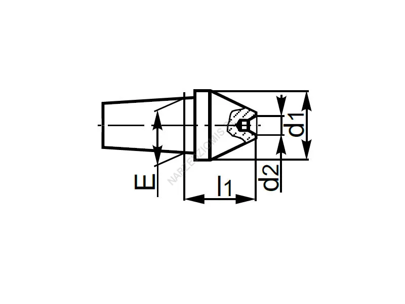 Rysunek techniczny: Końcówka wymienna do kła obrotowego wewnętrzna i zewnętrzna: T.8853 MS2 - KOLNO